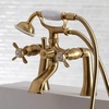 image:imageKingston Brass KS288SN ESSEX 7 Centers Deck Mount Clawfoot Tub Filler with Hand Shower 7 Spread Brushed NickelBrushed Brass