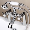 image:imageKingston Brass KS288SN ESSEX 7 Centers Deck Mount Clawfoot Tub Filler with Hand Shower 7 Spread Brushed NickelPolished Chrome