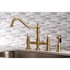 image:imageKingston Brass KS3277PXBS Restoration 8Inch Bridge Kitchen Faucet with Sprayer Brushed BrassBrushed Brass