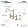image:imageKingston Brass KS3277PXBS Restoration 8Inch Bridge Kitchen Faucet with Sprayer Brushed BrassBrushed Nickel