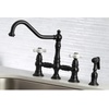 image:imageKingston Brass KS3277PXBS Restoration 8Inch Bridge Kitchen Faucet with Sprayer Brushed BrassMatte Black