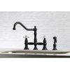 image:imageKingston Brass KS3277PXBS Restoration 8Inch Bridge Kitchen Faucet with Sprayer Brushed BrassMatte Black