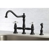 image:imageKingston Brass KS3277PXBS Restoration 8Inch Bridge Kitchen Faucet with Sprayer Brushed BrassMatte Black
