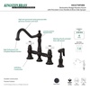 image:imageKingston Brass KS3277PXBS Restoration 8Inch Bridge Kitchen Faucet with Sprayer Brushed BrassMatte Black