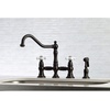 image:imageKingston Brass KS3277PXBS Restoration 8Inch Bridge Kitchen Faucet with Sprayer Brushed BrassOil Rubbed Bronze