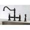 image:imageKingston Brass KS3277PXBS Restoration 8Inch Bridge Kitchen Faucet with Sprayer Brushed BrassOil Rubbed Bronze