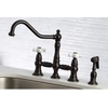 image:imageKingston Brass KS3277PXBS Restoration 8Inch Bridge Kitchen Faucet with Sprayer Brushed BrassOil Rubbed Bronze
