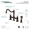 image:imageKingston Brass KS3277PXBS Restoration 8Inch Bridge Kitchen Faucet with Sprayer Brushed BrassOil Rubbed Bronze