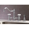 image:imageKingston Brass KS3277PXBS Restoration 8Inch Bridge Kitchen Faucet with Sprayer Brushed BrassPolished Chrome