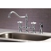 image:imageKingston Brass KS3277PXBS Restoration 8Inch Bridge Kitchen Faucet with Sprayer Brushed BrassPolished Chrome