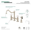 image:imageKingston Brass KS3277PXBS Restoration 8Inch Bridge Kitchen Faucet with Sprayer Brushed BrassPolished Nickel