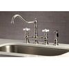 image:imageKingston Brass KS3277PXBS Restoration 8Inch Bridge Kitchen Faucet with Sprayer Brushed BrassPolished Nickel