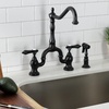 image:imageKingston Brass KS7752BALBS Heirloom Bridge Kitchen Faucet with Brass Sprayer Polished BrassMatte Black