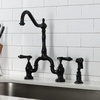 image:imageKingston Brass KS7752BALBS Heirloom Bridge Kitchen Faucet with Brass Sprayer Polished BrassMatte Black