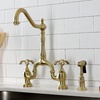 image:imageKingston Brass KS7757TXBS French Country Bridge Kitchen Faucet with Brass Sprayer Brushed BrassBrushed Brass