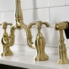 image:imageKingston Brass KS7757TXBS French Country Bridge Kitchen Faucet with Brass Sprayer Brushed BrassBrushed Brass