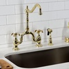 image:imageKingston Brass KS7757TXBS French Country Bridge Kitchen Faucet with Brass Sprayer Brushed BrassMatte Black