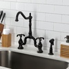 image:imageKingston Brass KS7757TXBS French Country Bridge Kitchen Faucet with Brass Sprayer Brushed BrassOil Rubbed Bronze