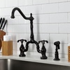image:imageKingston Brass KS7757TXBS French Country Bridge Kitchen Faucet with Brass Sprayer Brushed BrassOil Rubbed Bronze