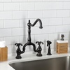 image:imageKingston Brass KS7757TXBS French Country Bridge Kitchen Faucet with Brass Sprayer Brushed BrassOil Rubbed Bronze