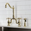 image:imageKingston Brass KS7757TXBS French Country Bridge Kitchen Faucet with Brass Sprayer Brushed BrassPolished Brass