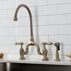 image:imageKingston Brass KS7797BALBS Heirloom Bridge Kitchen Faucet with Brass Sprayer Brushed BrassAntique Brass