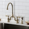 image:imageKingston Brass KS7797BALBS Heirloom Bridge Kitchen Faucet with Brass Sprayer Brushed BrassAntique Brass
