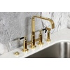 image:imageKingston Brass KS8252CKLBS Kaiser Bridge Kitchen Faucet with Brass Side Sprayer Polished Brass
