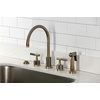 image:imageKingston Brass KS8721KNLBS Convergent DoubleHandle Widespread Kitchen Faucet with Knurled Handle and Brass Sprayer Polished ChromeAntique Brass