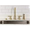 image:imageKingston Brass KS8721KNLBS Convergent DoubleHandle Widespread Kitchen Faucet with Knurled Handle and Brass Sprayer Polished ChromeBrushed Brass