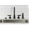 image:imageKingston Brass KS8721KNLBS Convergent DoubleHandle Widespread Kitchen Faucet with Knurled Handle and Brass Sprayer Polished ChromeMatte Black