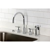 image:imageKingston Brass KS8721KNLBS Convergent DoubleHandle Widespread Kitchen Faucet with Knurled Handle and Brass Sprayer Polished ChromePolished Chrome