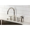 image:imageKingston Brass KS8721KNLBS Convergent DoubleHandle Widespread Kitchen Faucet with Knurled Handle and Brass Sprayer Polished ChromePolished Nickel