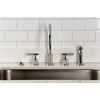 image:imageKingston Brass KS8721KNLBS Convergent DoubleHandle Widespread Kitchen Faucet with Knurled Handle and Brass Sprayer Polished ChromePolished Nickel