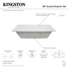 image:imageKingston Brass VTPN593017C Acrylic DropIn Tub without Drain 59116 x 2912 x 16916 White