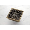 image:imageScroll 4 Brass Square Grid Shower Drain with Hair Strainer Antique Brass