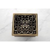 image:imageScroll 4 Brass Square Grid Shower Drain with Hair Strainer Antique Brass