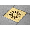 image:imageSunburst 4 Brass Square Grid Shower Drain with Hair Strainer Brushed Brass