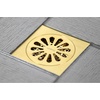 image:imageSunburst 4 Brass Square Grid Shower Drain with Hair Strainer Brushed Brass