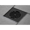 image:imageSymmetric 4 Brass Square Grid Shower Drain with Hair Strainer Oil Rubbed Bronze