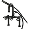 image:imageKingston Brass AE6007RKX Webb 7 Center DeckMount Clawfoot Tub Faucet with Knurled Handle and Hand Shower Brushed BrassMatte Black