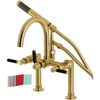 image:imageKingston Brass AE8107DKL Kaiser 2Handle 7Inch Deck Mount Clawfoot Tub Faucet with Hand Shower Brushed BrassBrushed Brass