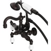 image:imageKingston Brass CA1012T1 Heritage ThreeHandle 2Hole Tub Wall Mount Clawfoot Tub Faucet with Hand Shower in Polished ChromeOil Rubbed Bronze