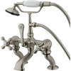 image:imageKingston Brass CC416T1 Vintage Deck Mount 7Inch Spread Tub Filler with Hand Shower Metal Cross Handle Polished ChromeBrushed Nickel