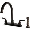 image:imageKingston Brass FB7798NMLSP Naples 8Inch Centerset Kitchen Faucet with Sprayer Brushed NickelOil Rubbed Bronze