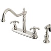image:imageKingston Brass KB1751TXBS French Country set Kitchen Faucet with Brass Sprayer 858Inch Polished ChromeBrushed Nickel