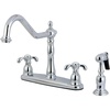 image:imageKingston Brass KB1751TXBS French Country set Kitchen Faucet with Brass Sprayer 858Inch Polished ChromePolished Chrome