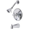 image:imageKingston Brass KB3637AX Restoration SingleHandle Pressure Balanced Tub and Shower Faucet in Brushed BrassPolished Chrome