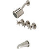 image:imageKingston Brass KBX8137DX Concord TripleHandle Tub and Shower Faucet in Brushed BrassBrushed Nickel
