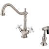 image:imageKingston Brass KS1231PXBS Heritage 2Handle Kitchen Faucet with Brass Sprayer and 8Inch PlatePolished ChromeBrushed Nickel